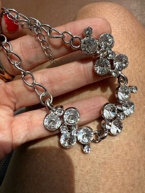 Source Unknown Clear Crystal Cluster Bracelet - Silver Tone